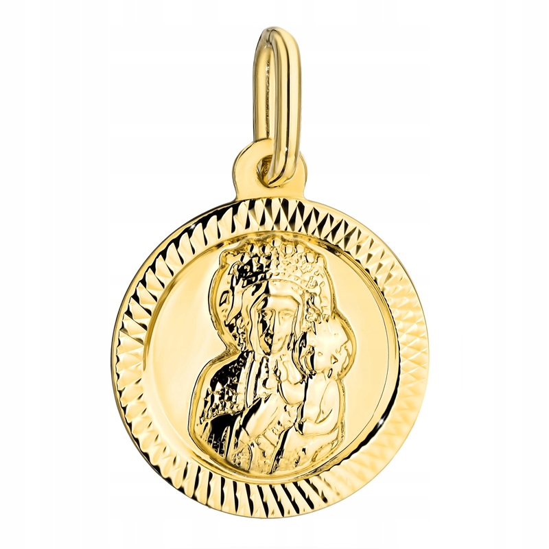 Zlatý Medailonek Kulatý pr. 585 Panna Maria Čenstochovská 14k