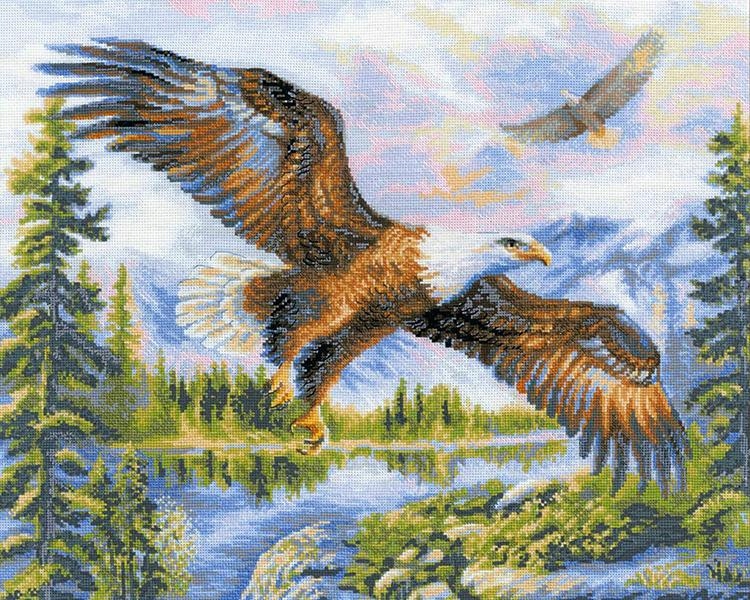 Křížková výšivka Vyšívací sada s přízí Volný let