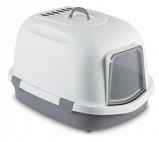 Levně Šedá kočičí toaleta s filtrem pro velké kočky Stefanplast Jumbo 71 x 55 x 46,5 cm