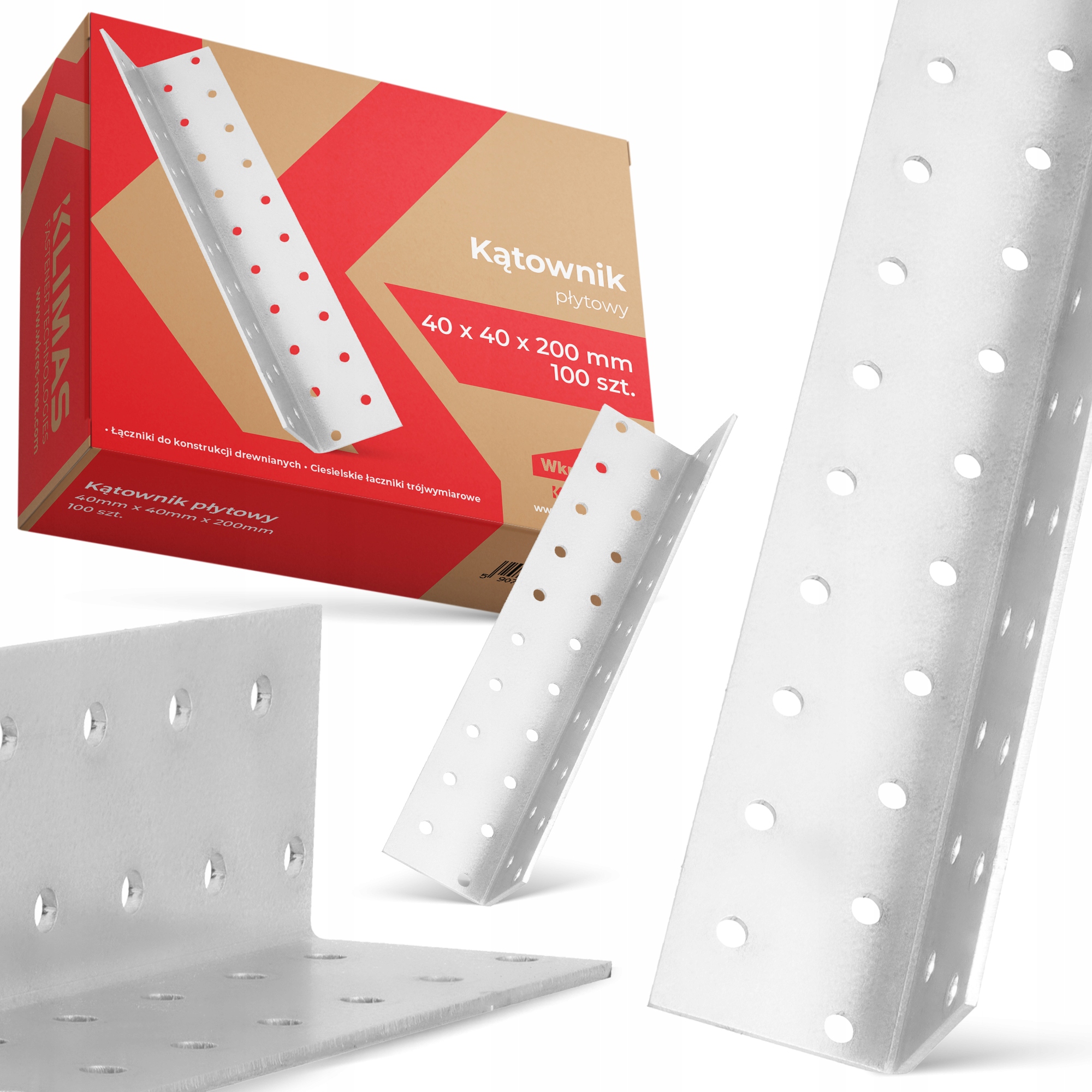 100 x Oceľový doskový uholník 40x40x200 Tesársky Spojka Uhlový stôl 1K-P