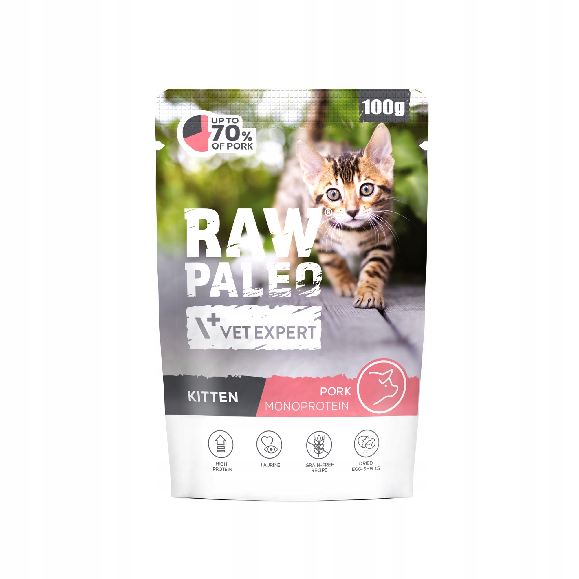 5x Raw Paleo Kitten Pork vlhké krmivo pro koťata vepřové maso 100 g