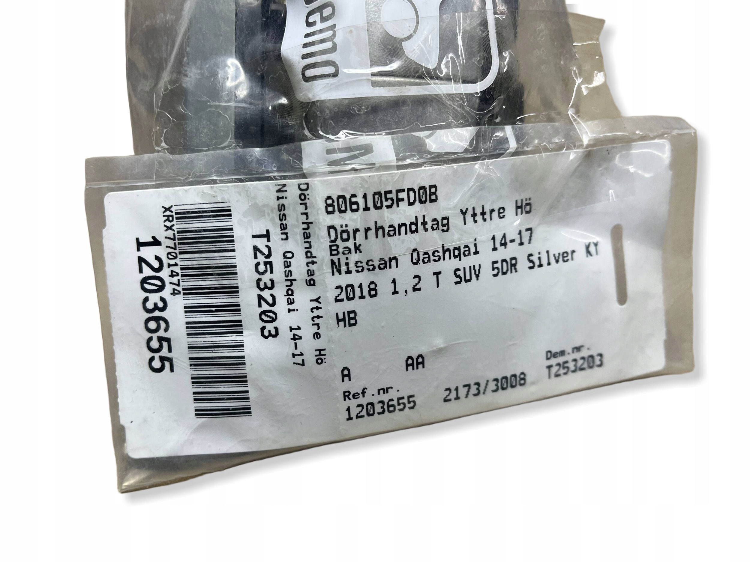NISSAN QASHQAI handle exterior right rear part 806105FD0B