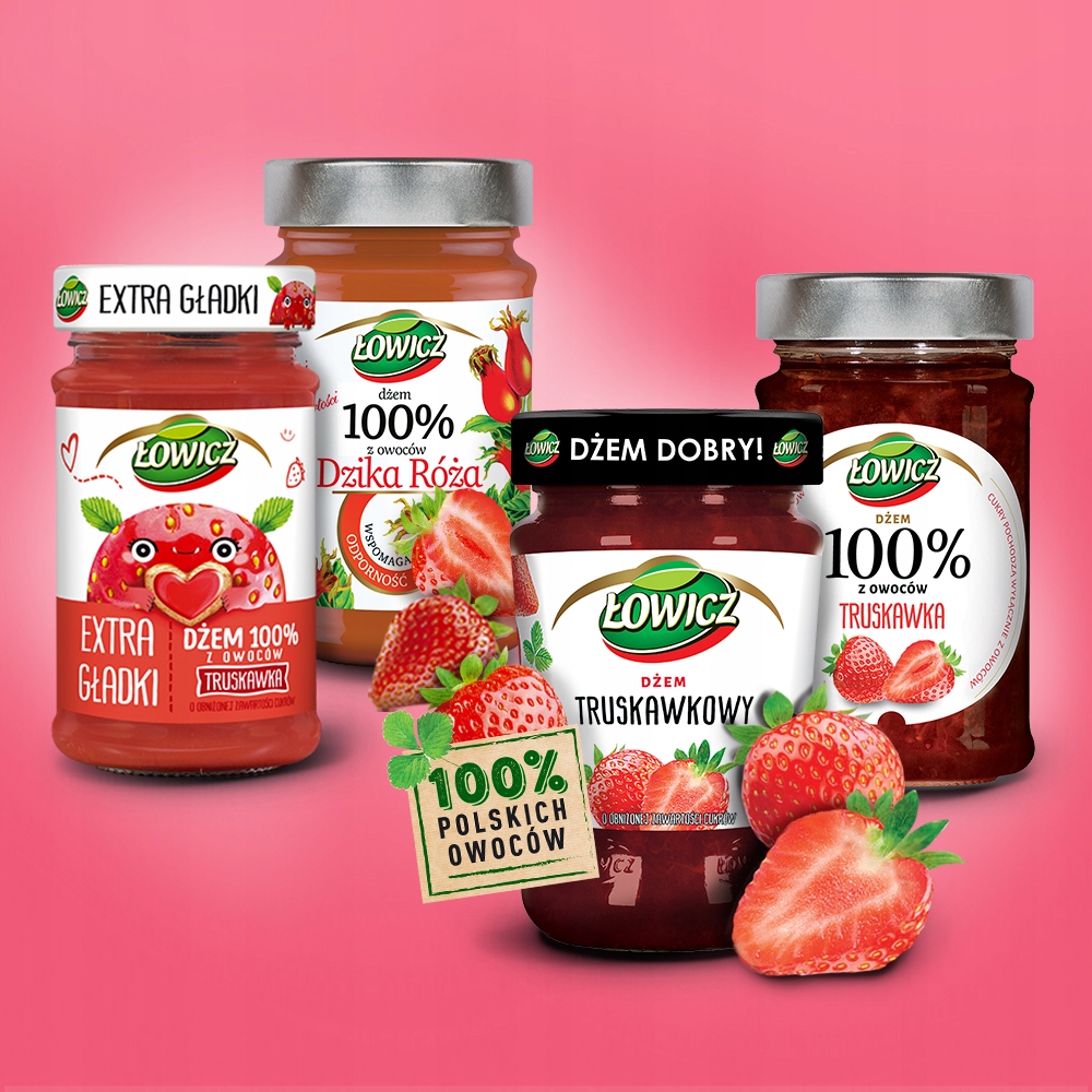 Dżem truskawkowy Łowicz minimum cukrów 3x280g Smak truskawkowy
