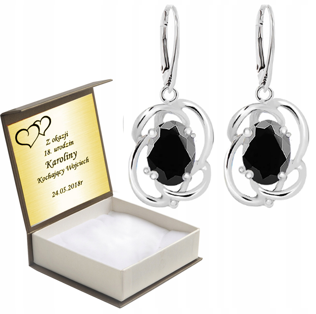 

Kolczyki Z Czarnymi Cyrkoniami Angielsk.zap+grawer