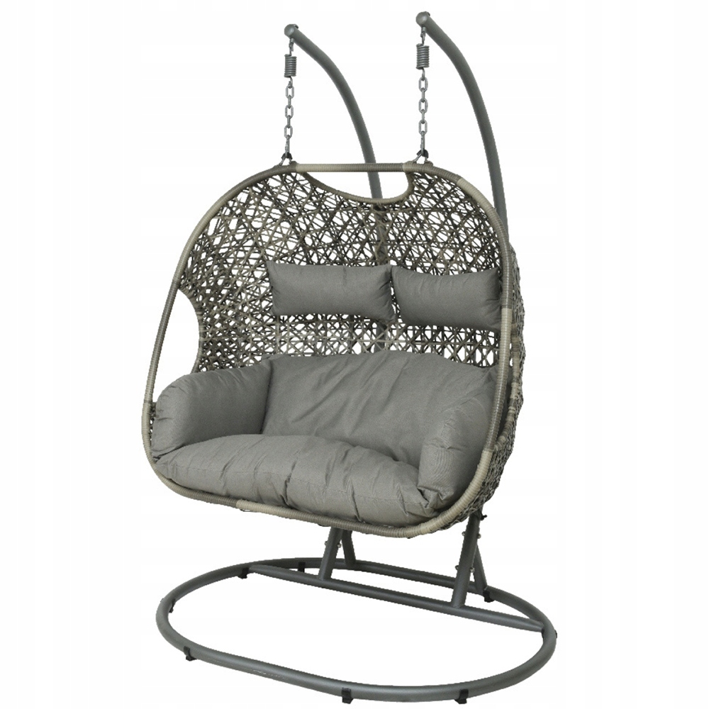 Stylowy Fotel Wiszący Wolnostojący Bujany Huśtawka 3-Osobowa 196cm Premium