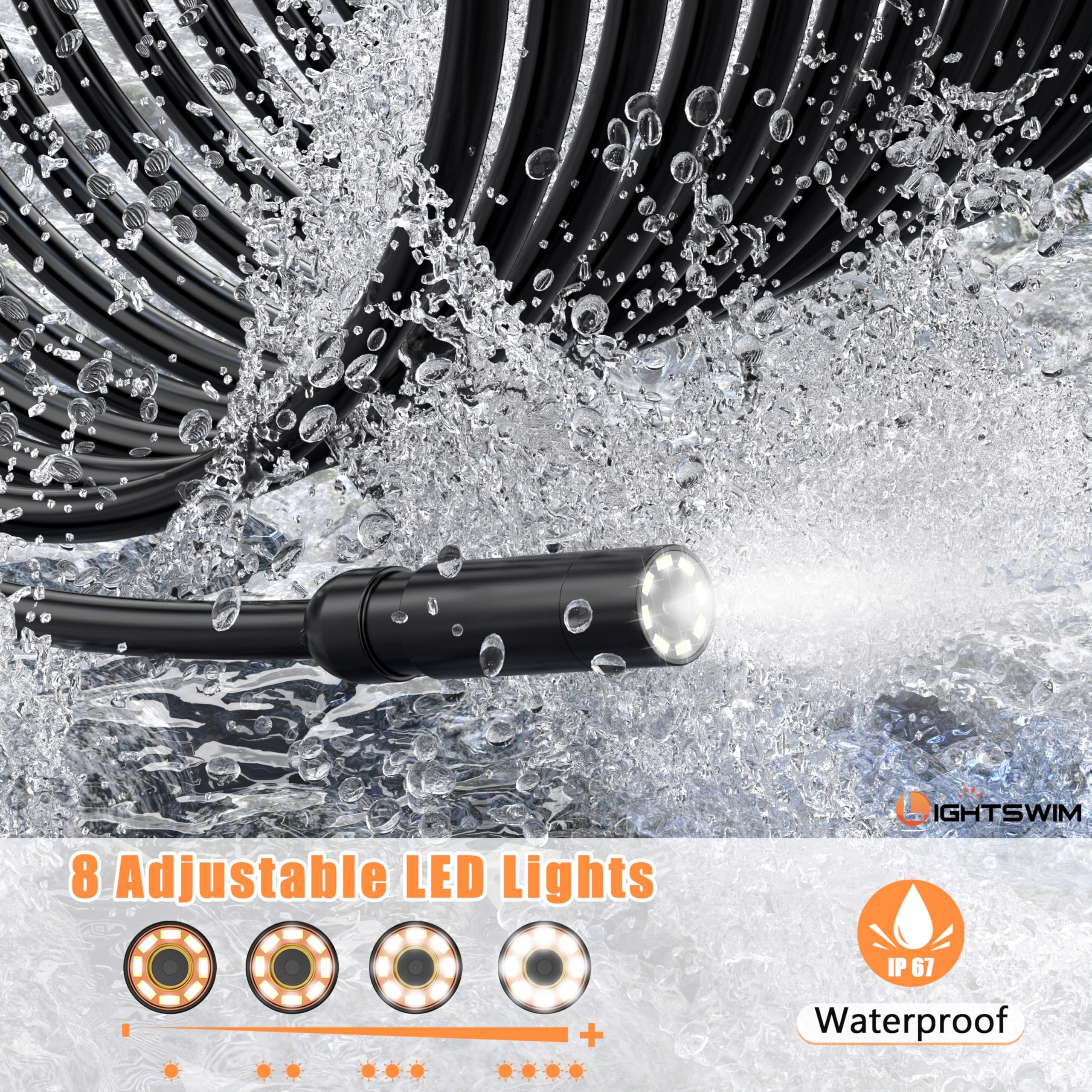 LIGHTSWIM Kamera Inspekcyjna HD 1080P 5m IP67 Wodoodporna 8 LED — miniatura 5