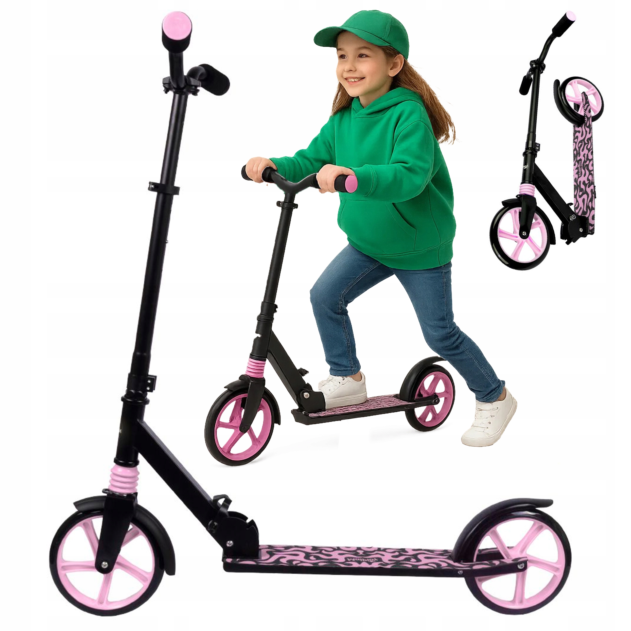 Duża Składana Hulajnoga Miejska Dla Dzieci Regulacja Kierownicy Amortyzator