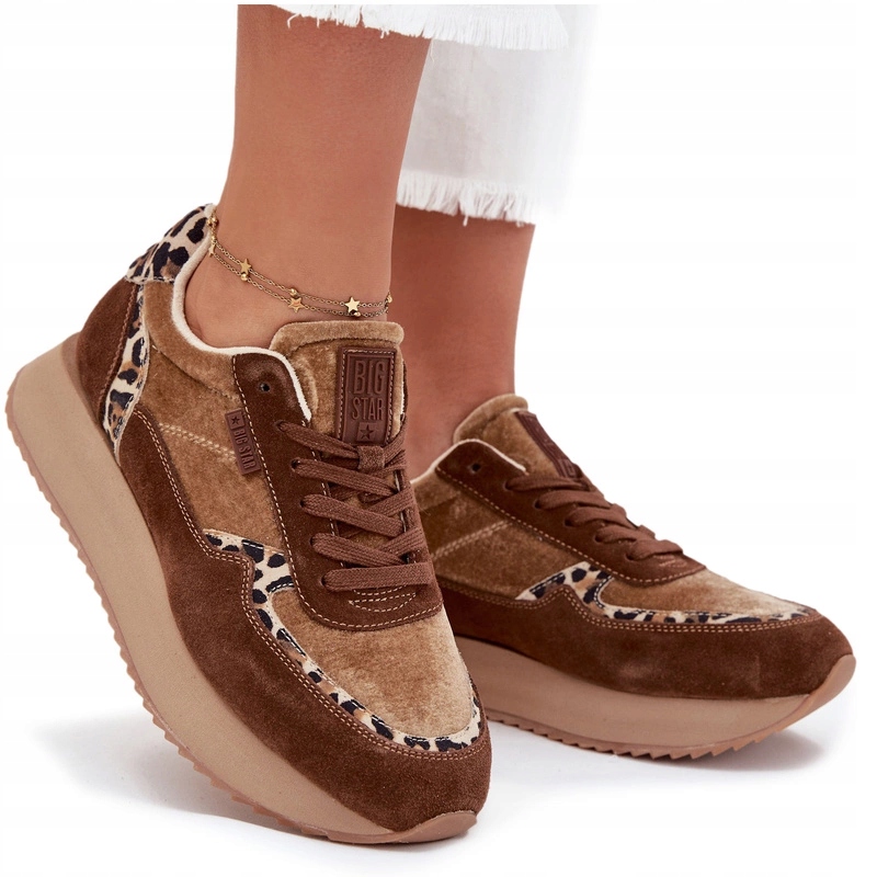 Dámské Tenisky Big Star OO274A313 Hi-poly Systém Panterka Hnědé 38