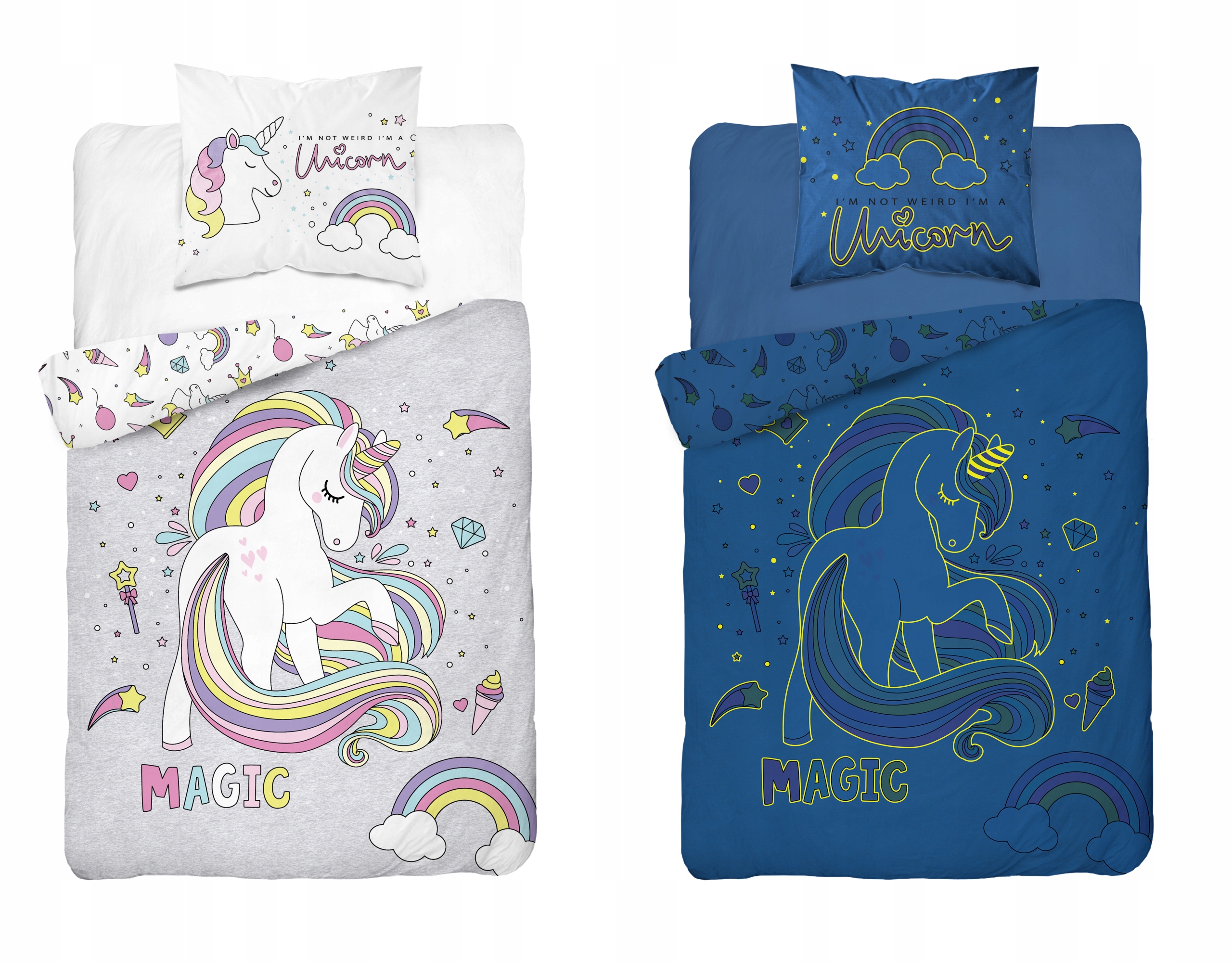 

Pościel fluo 140x200 cm jednorożec unicorn świeci!