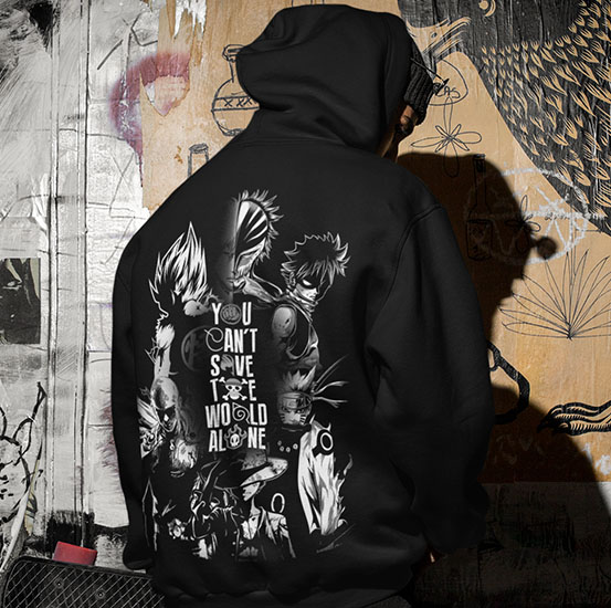 

Bluza Z Kapturem Anime You Cant Save World Alone