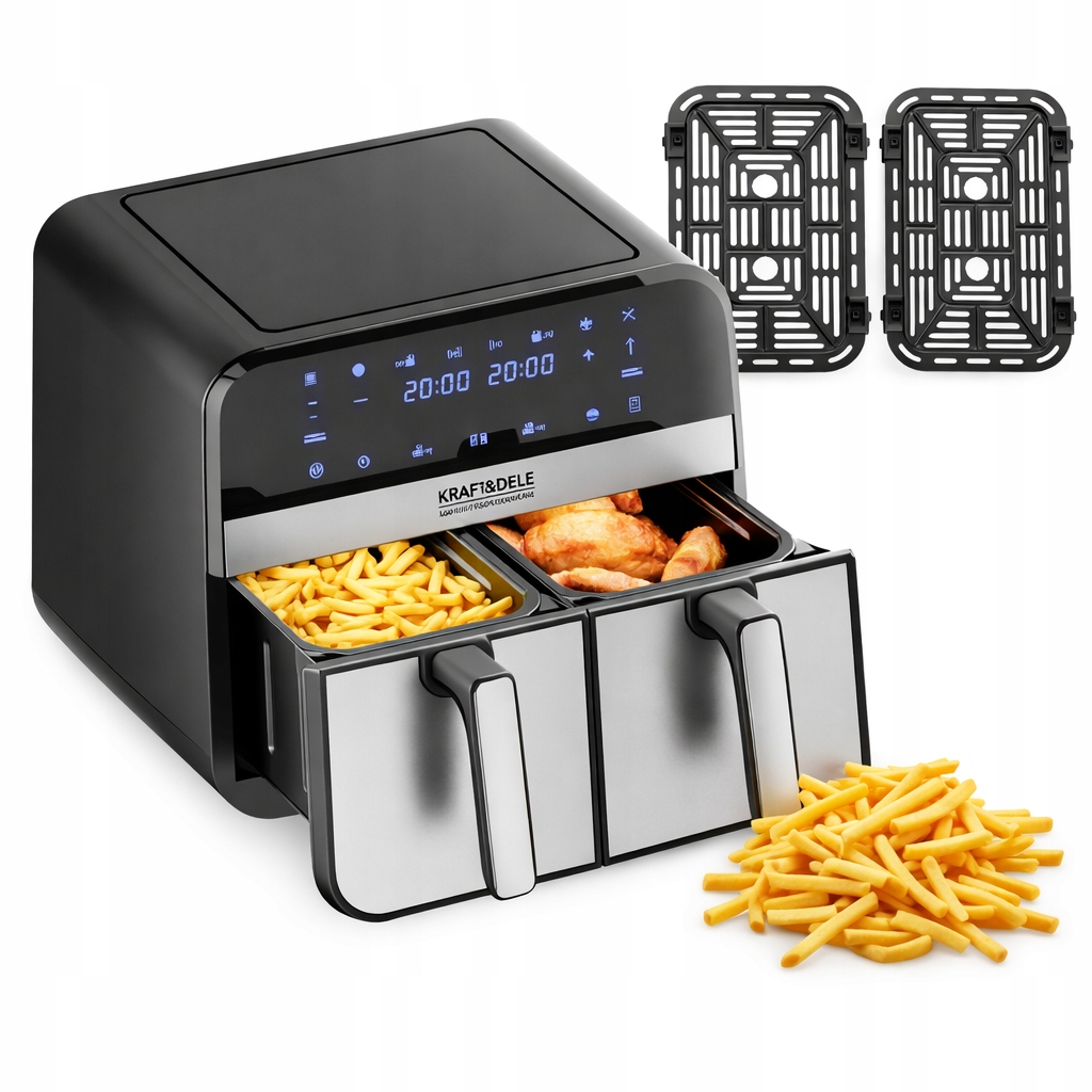 Frytkownica Beztłuszczowa Nieprzywierająca Airfryer 2 Komory 9L 2500W Duża