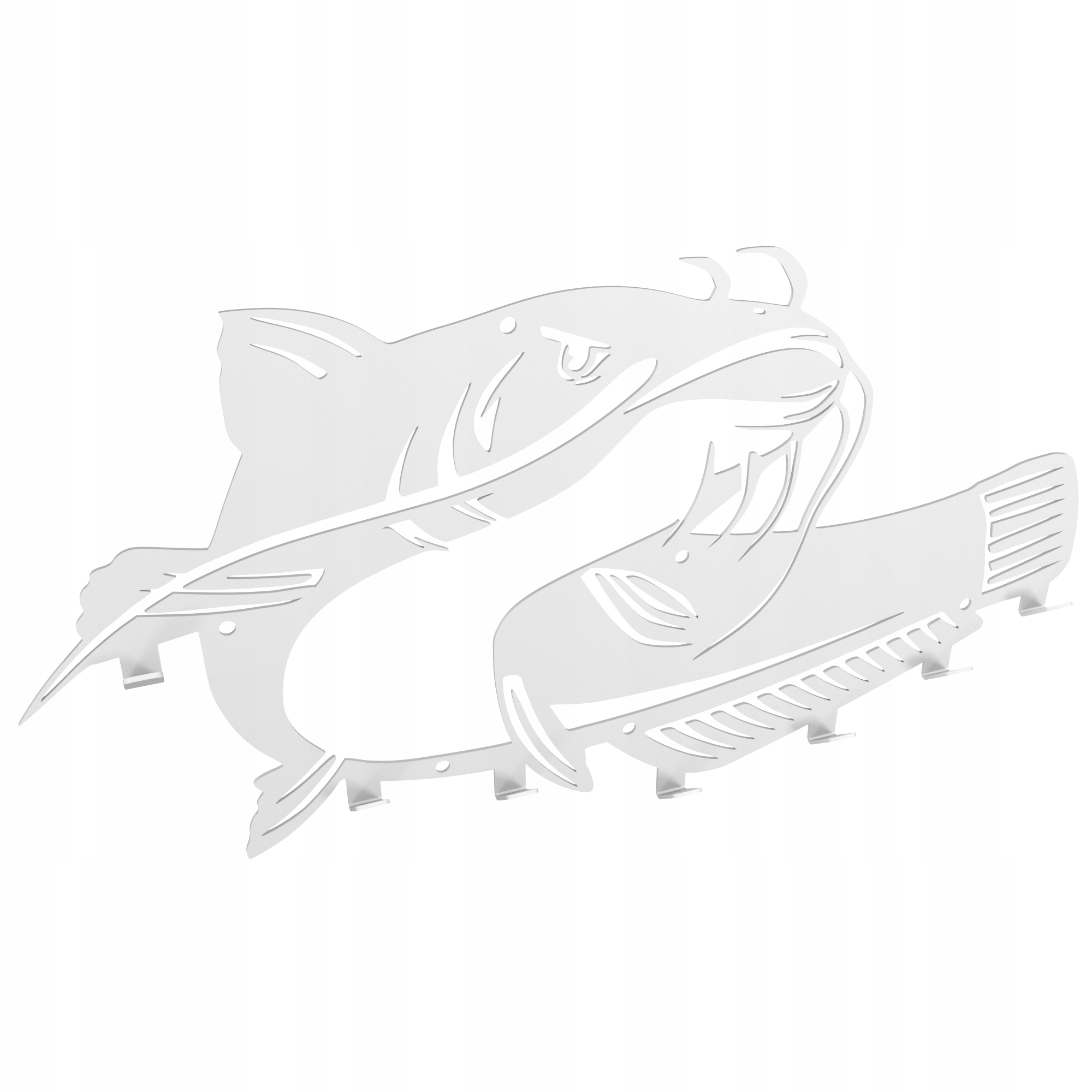 Velký kovový nástěnný věšák na bundy, oblečení, klíče, loft Ryba Sum, bílý