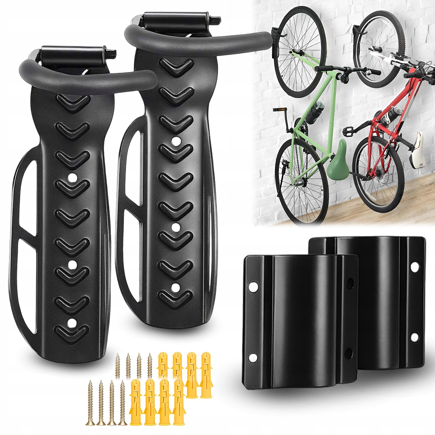 WIESZAK NA 2 ROWERY NA ŚCIANĘ UCHWYT ROWEROWY MOCNY WYTRZYMAŁY HAKI 2x 30KG