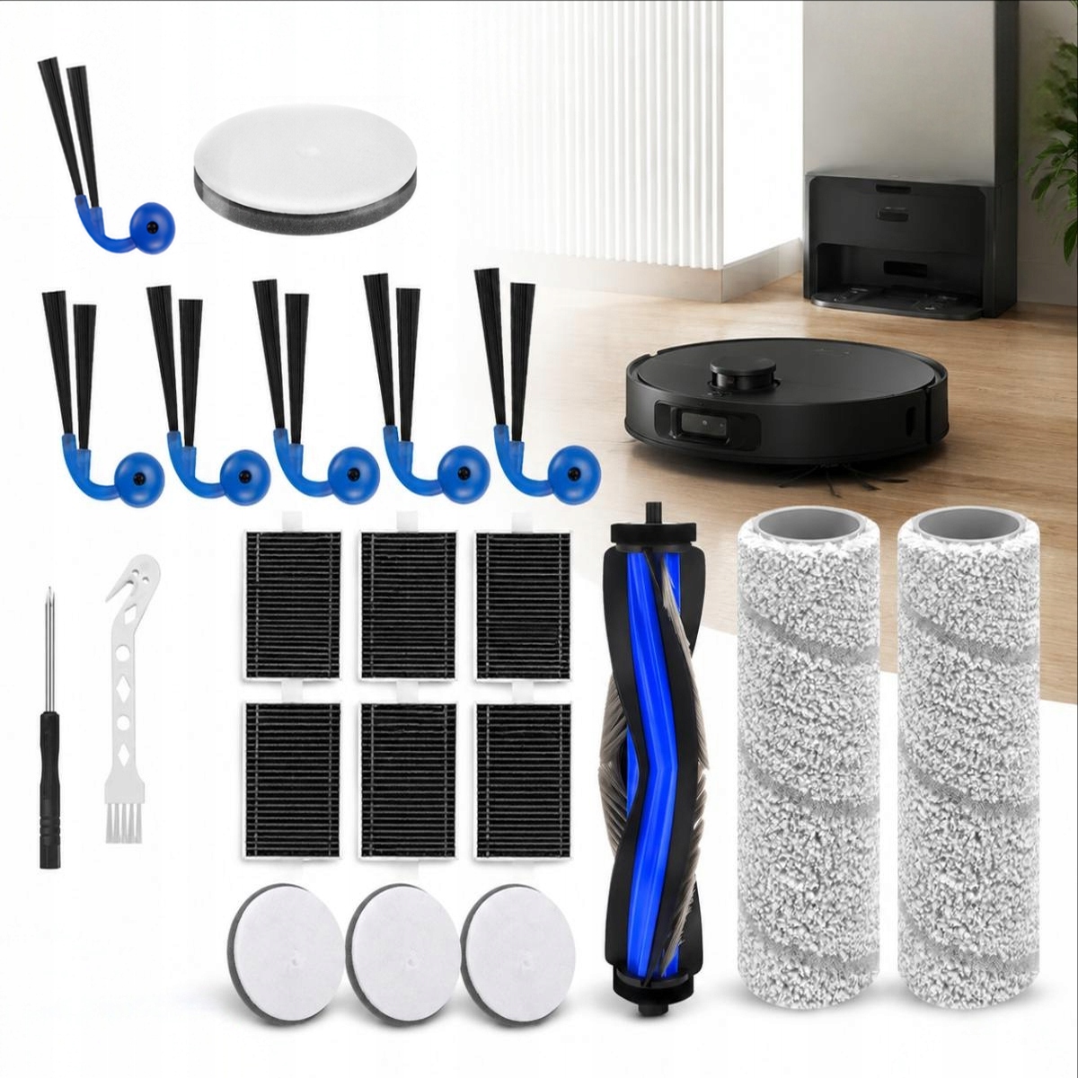 21xDuży zestaw akcesoriów do Ecovacs X11 Omnicyclone filty szczorki