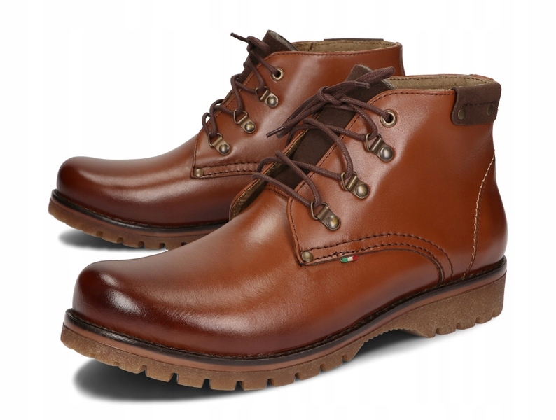 TRZEWIKI ZIMOWE KOZAKI MĘSKIE SKÓRA 359 BRĄZOWY 42 Rozmiar 42