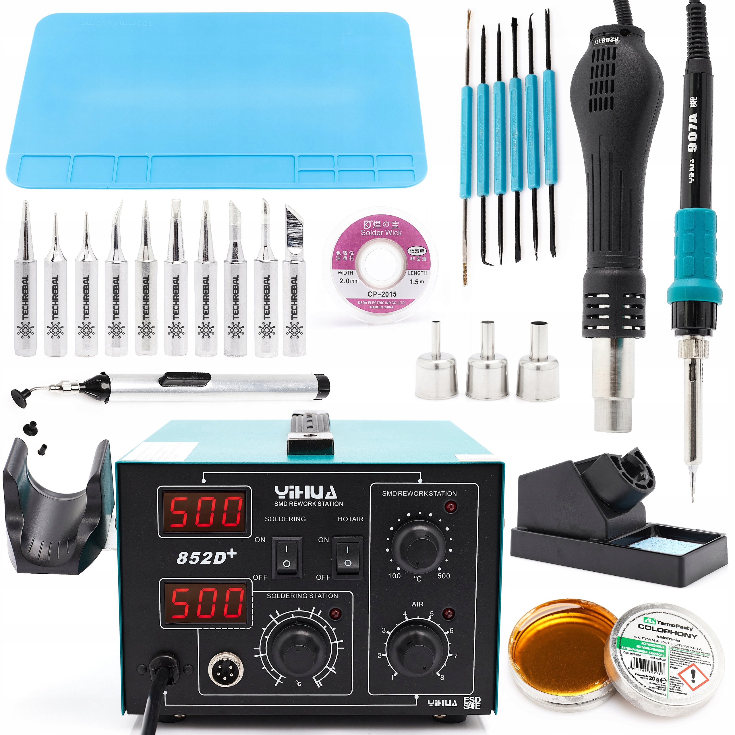 Pájecí Stanice Pro Svařování Plastů Yihua 852D Sada Příslušenství, Podložka, Hroty