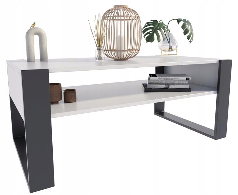 Lavica konferenčný stolík Kaja 120 cm biela-čierna loft Per