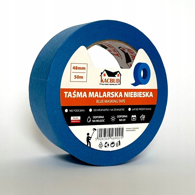 KACBUD TAŚMA MALARSKA NIEBIESKA PAPIEROWA MASKUJĄCA UV 48 mm x 50 m