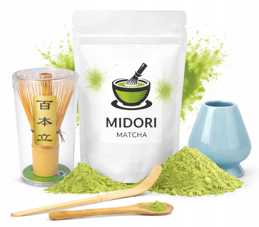 Sada japonská Matcha 50g 4 doplňky dárková sada Midori
