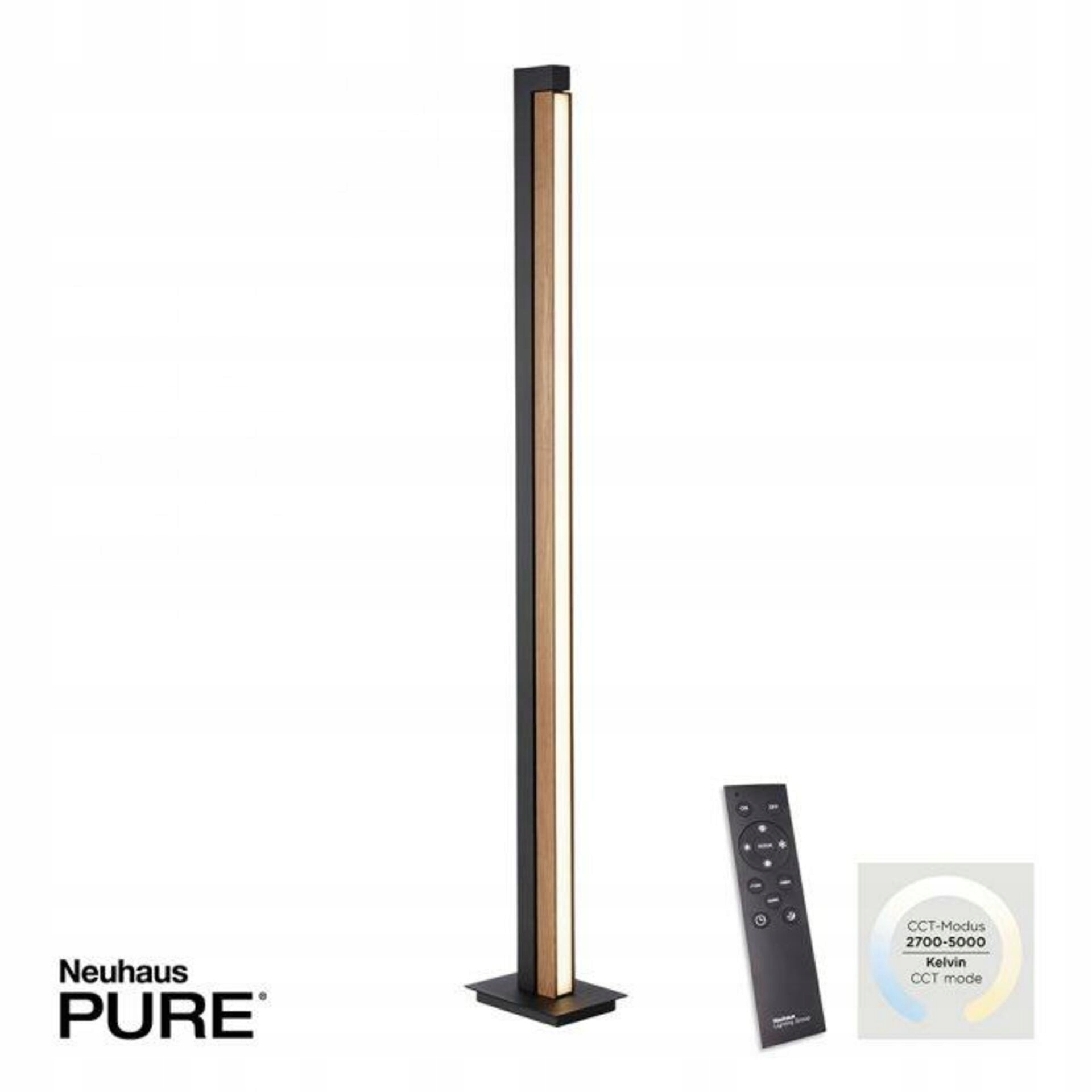 Led stojacia lampa Paul Neuhaus Pure-lines, dub, otočná, stmievateľná, 24W, C