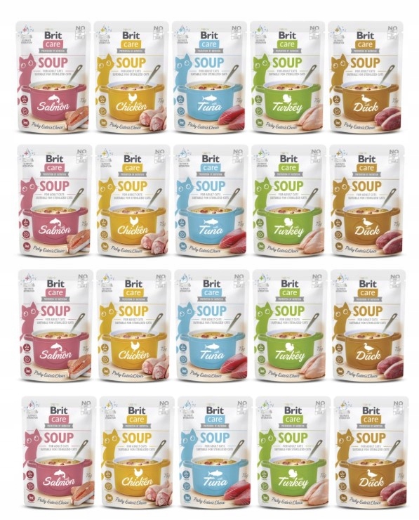Zupa dla Kota Brit Care Cat Soup Zestaw Degustacyjny Mix Smaków 20x75g
