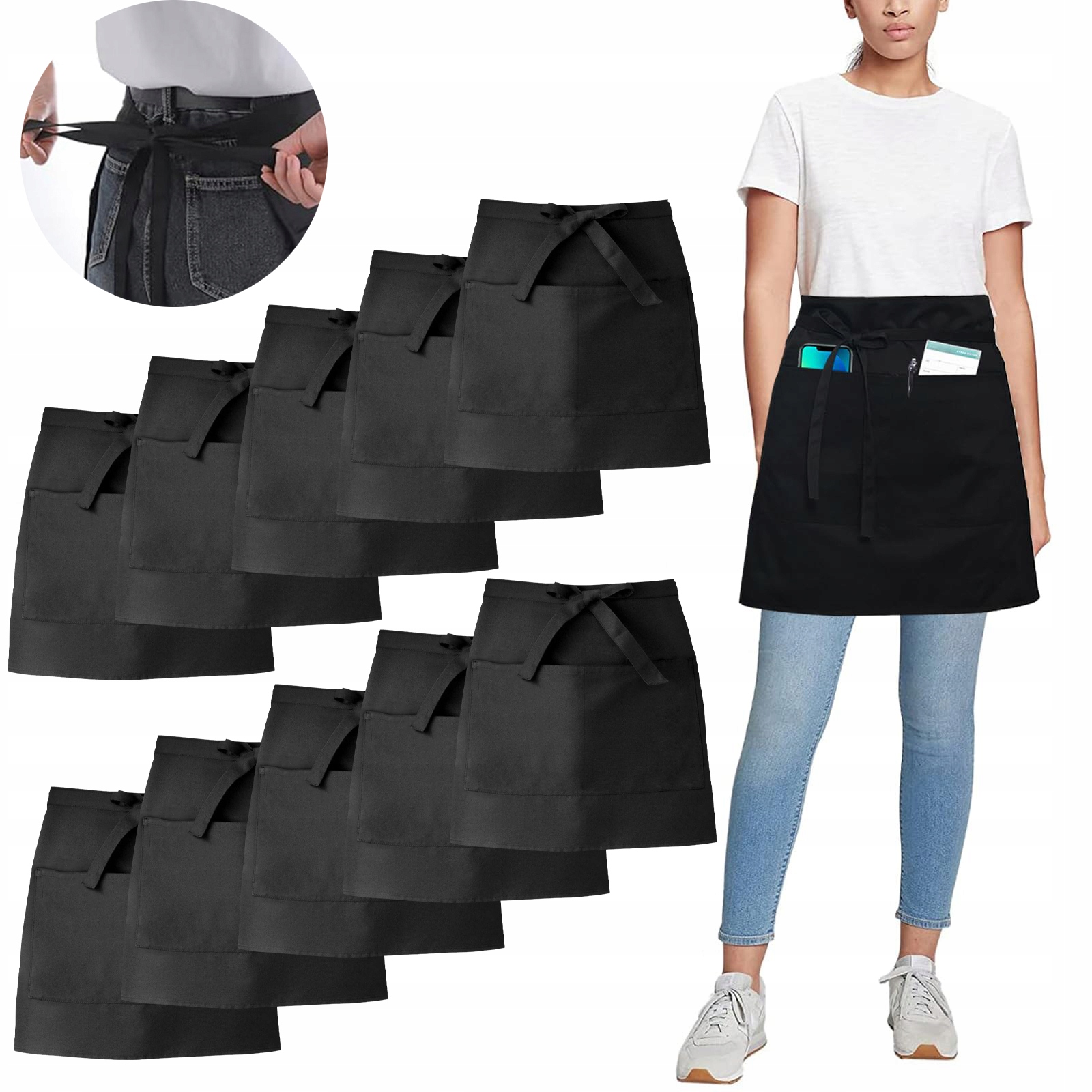 Kuchařská gastronomická zástěra Fartuch krátká s kapsou 10x