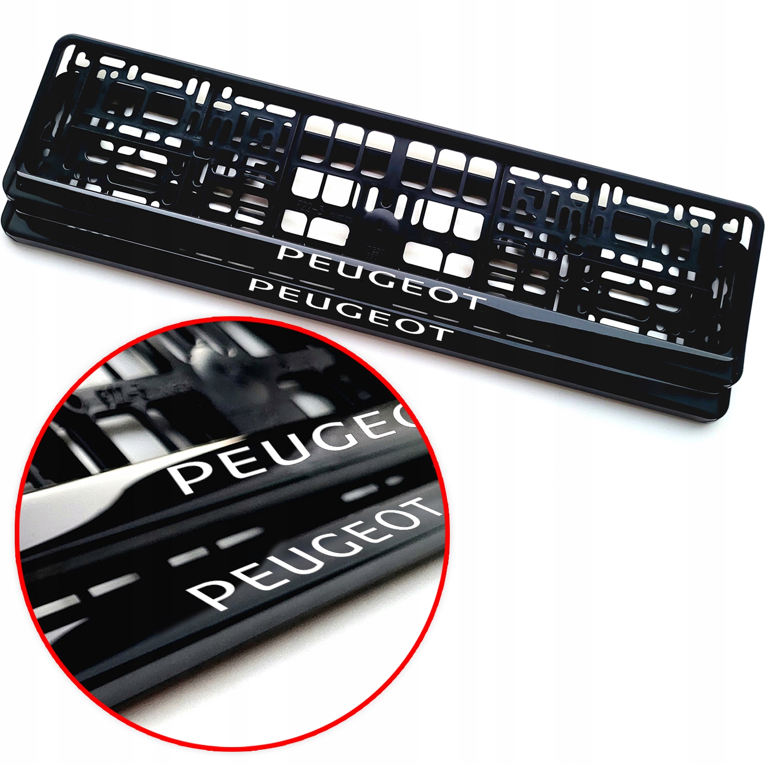 Ramka Na Tablicę Rejestracyjną Peugeot Nadruk Żel 2 szt. Premium