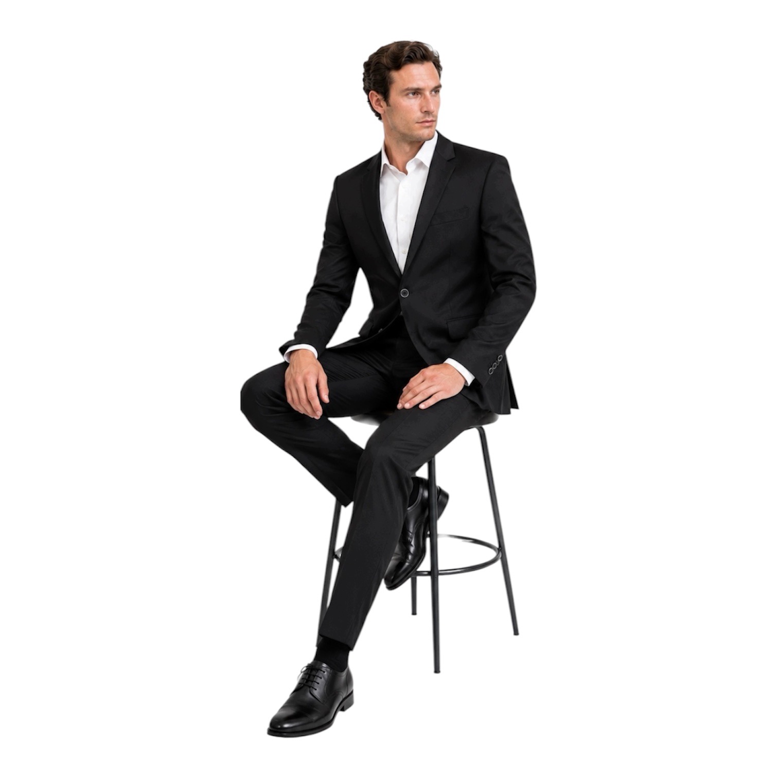 Pánský Elegantní Černý Slim Fit Oblek 48/176
