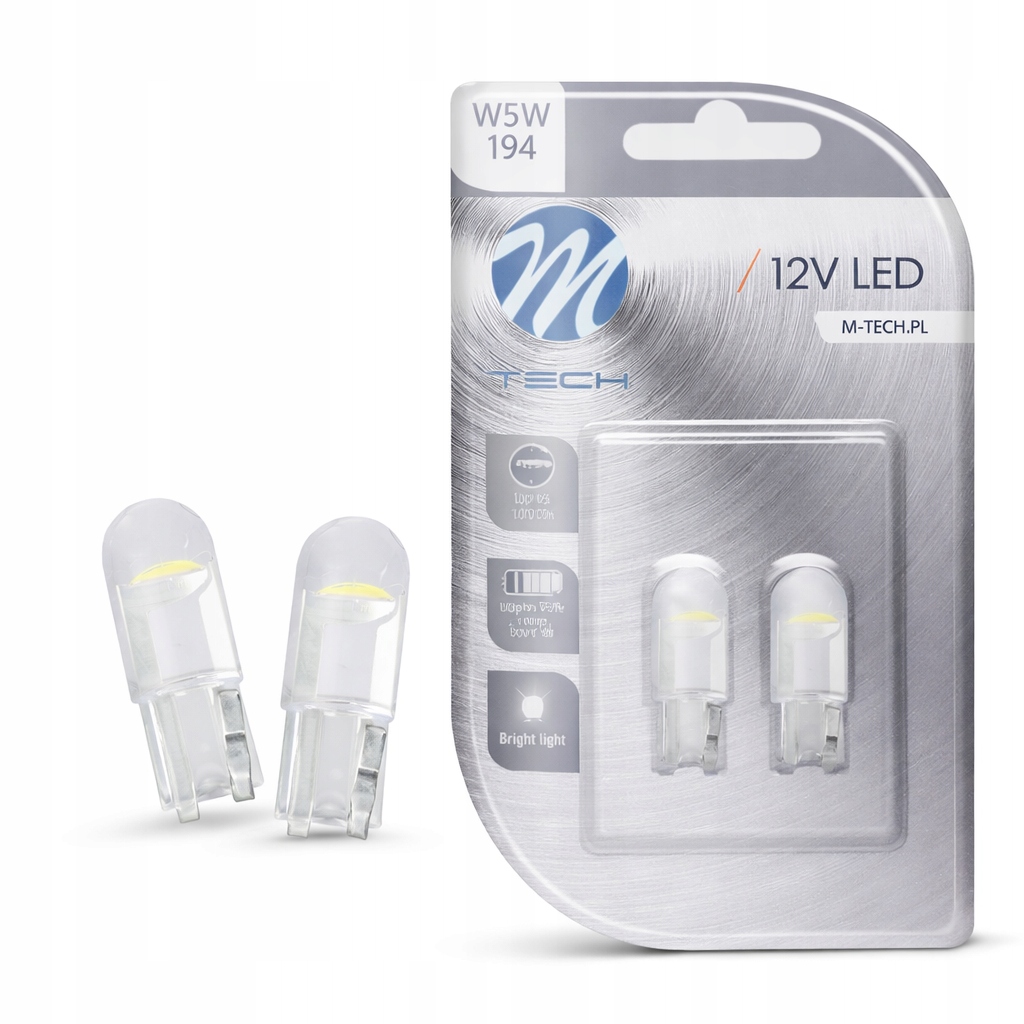 Żarówki W5W Led 12V 1xLED F10 6500K *zimne Białe* M-tech 2szt.