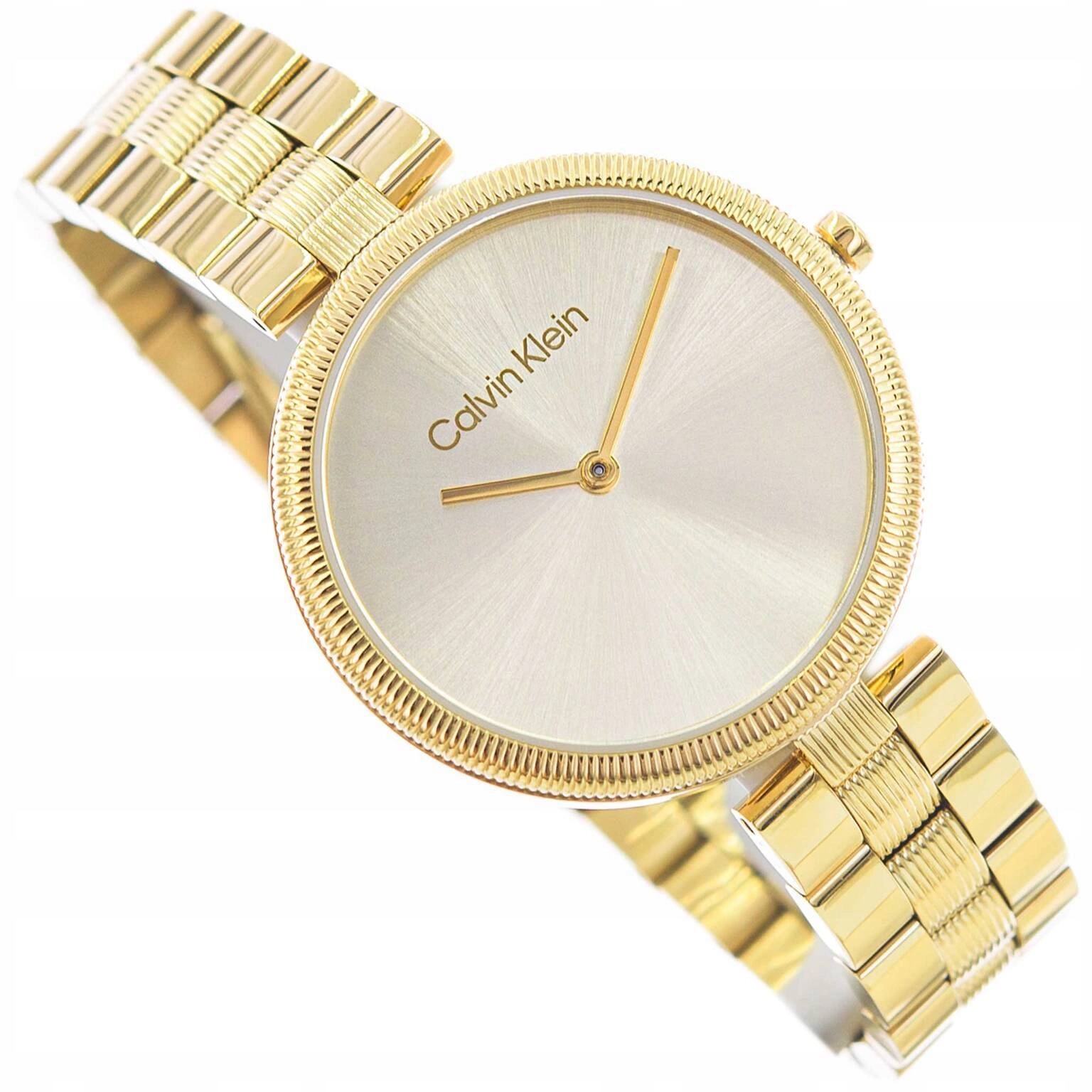 Dámské Hodinky Calvin Klein 25100014 Gleam Zlaté Na Módním Náramku