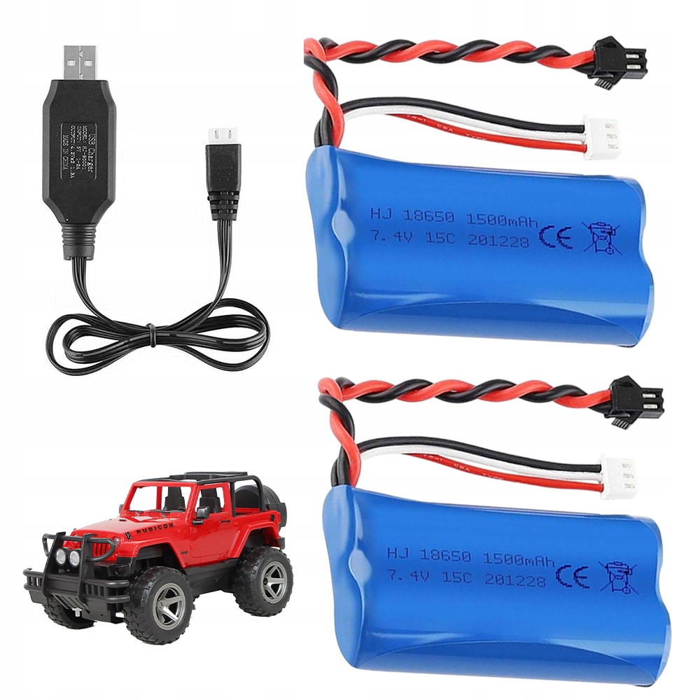 2 Akumulator Litowo-Jonowy Baterie 7,4 V 1500 Mah Do Samochód Zabawkowy