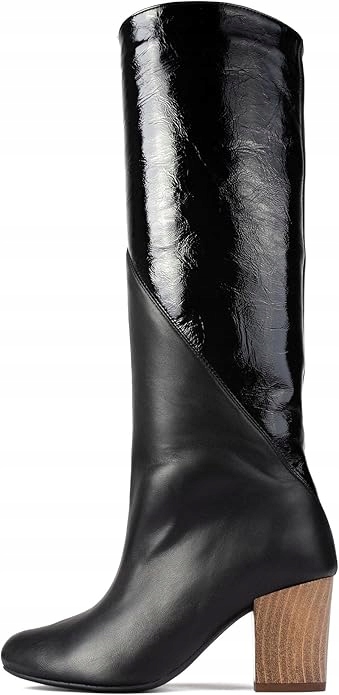 L37 Černé Kovbojské Boty Z Lakované A Lícové Kůže Na Podpatku 36 6GA