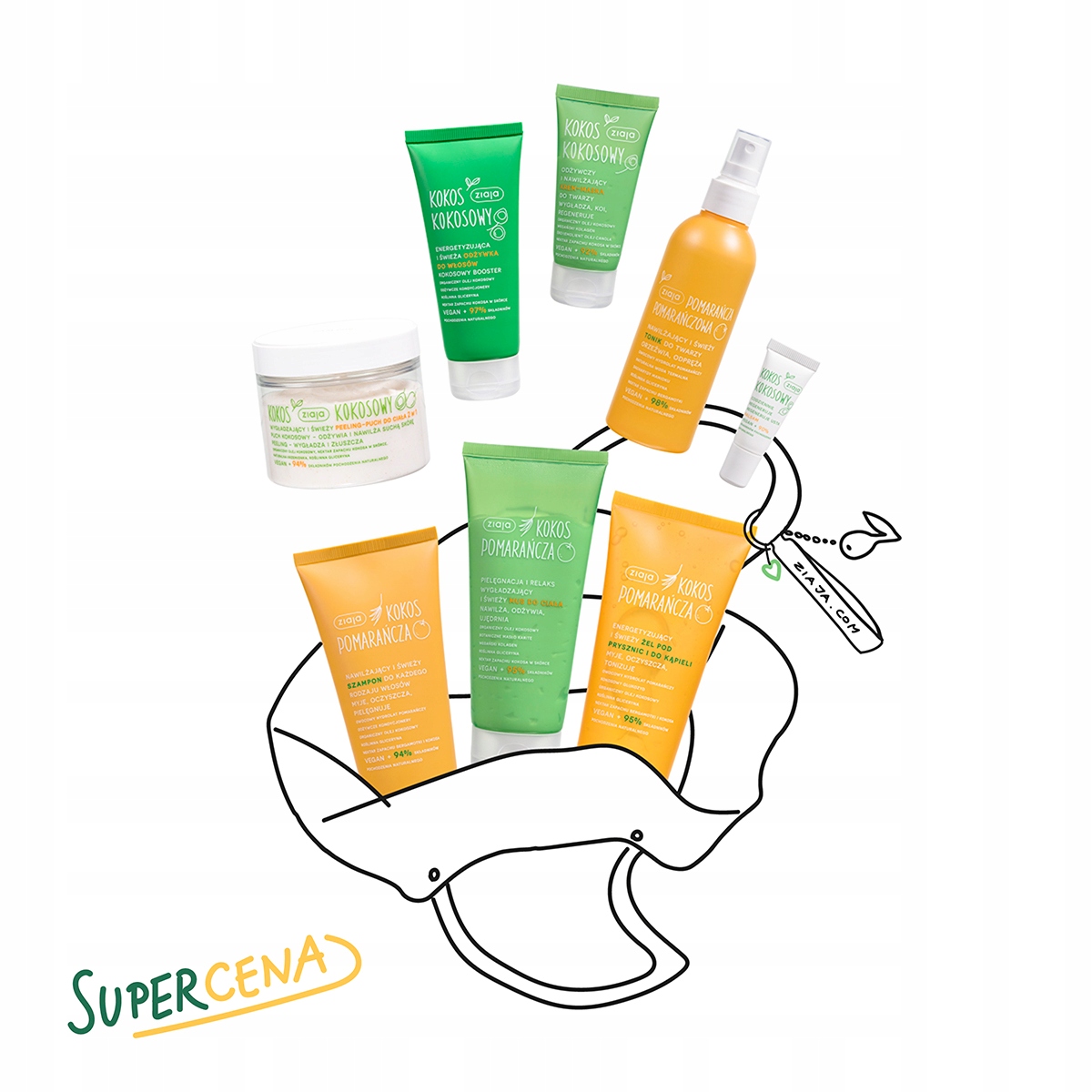 Ziaja kokos-pomarańcza zestaw kosmetyków do pielęgnacji fresh