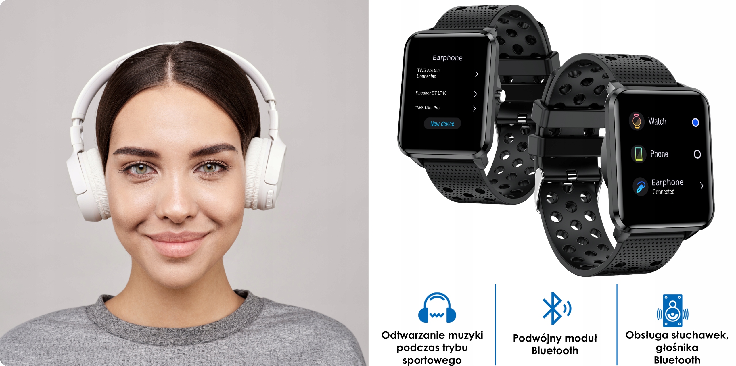 Zestaw Bemi KIX-M + słuchawki TWS Tutti czarny Model KIX-M