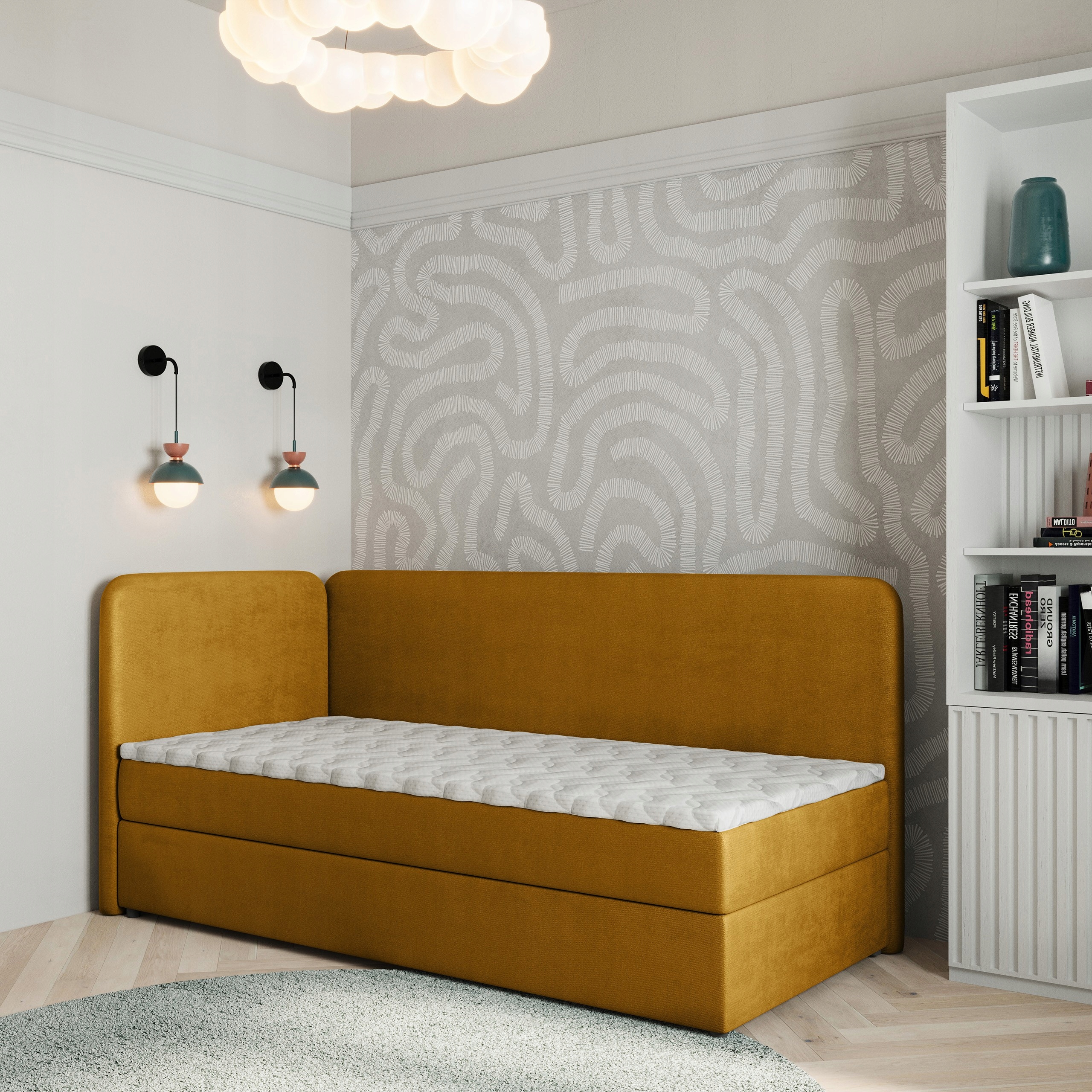 Postel Pro Mláděž Gina 100 x 200 cm s matrací, jednolůžko, žlutá barva