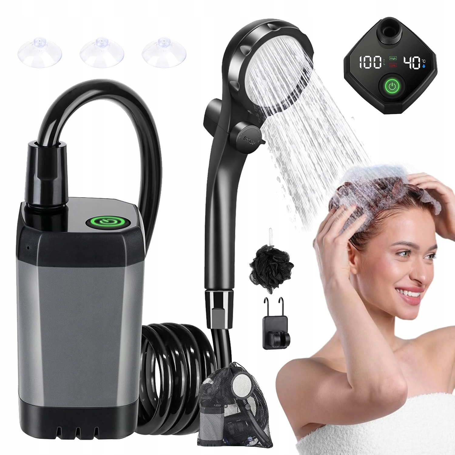 Prysznic Turystyczny Pompa Elektryczna Usb 6000 Mah Przenośny Kempingowy