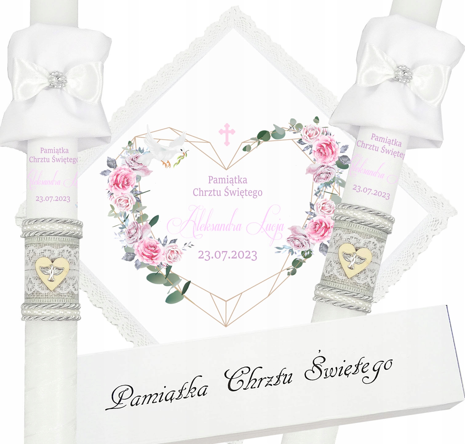 ŚWIECA NA CHRZEST SZATKA DO CHRZTU ECO PUDEŁKO