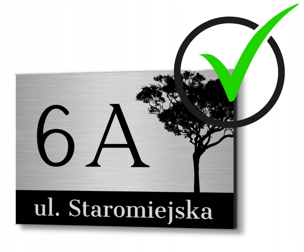 DUŻA TABLICZKA ADRESOWA NUMER DOMU Z WZORKIEM 40X30 ADRES NR ULICY DRUK UV Kolor Inox
