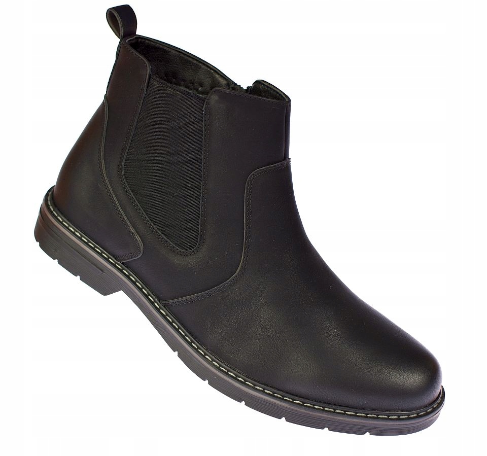 Pánské chelsea boty, elegantní matně černé kotníkové boty 0709, zimní, zapínání na zip vel. 41