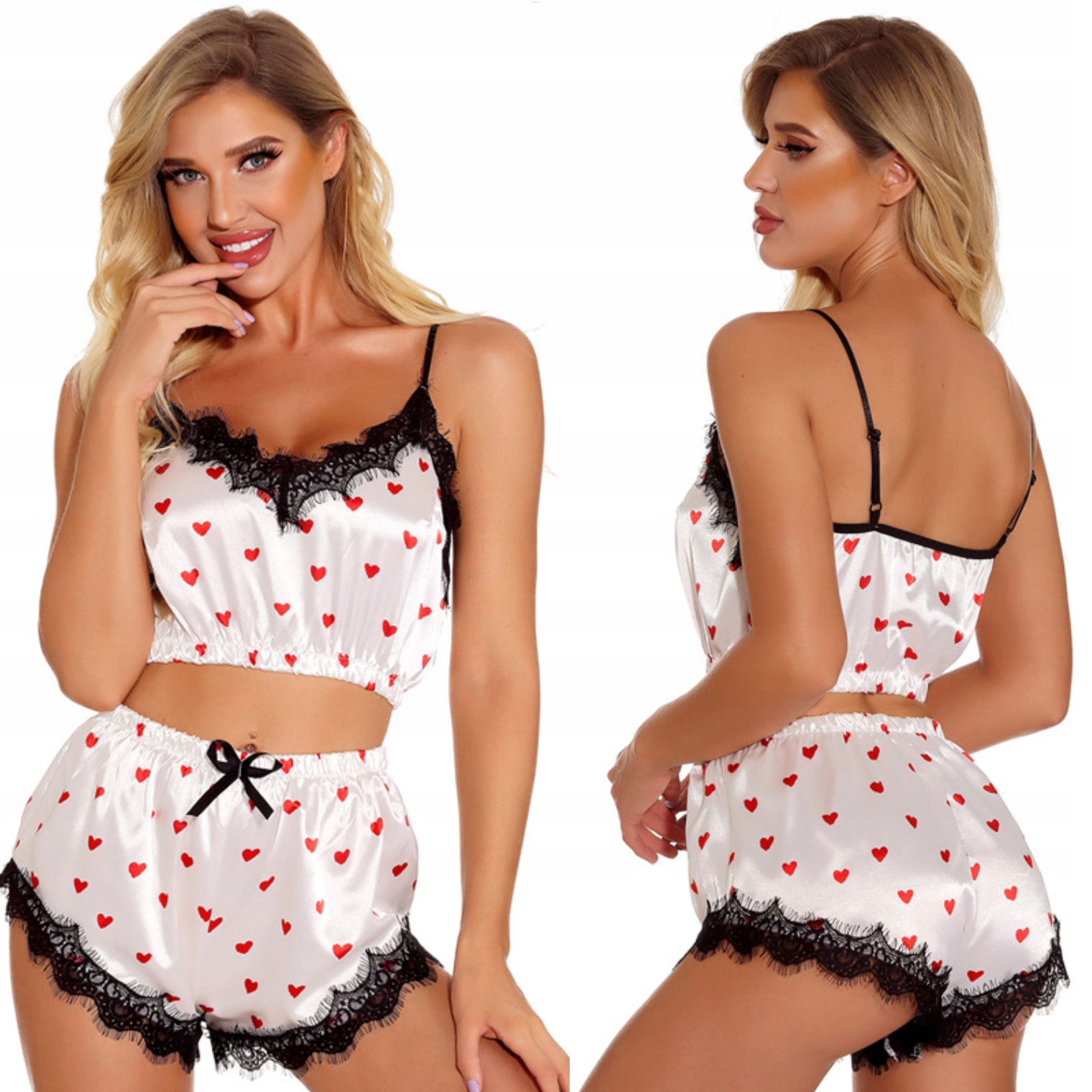 SATYNOWA KOSZULKA NOCNA BIELIZNA KORONKA SPODENKI Kod producenta P173