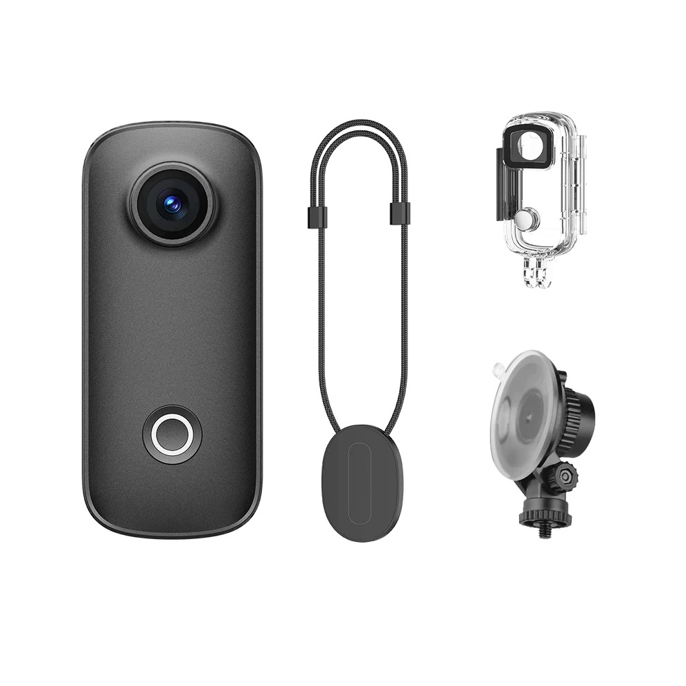 Mini malá športová kamera Sjcam C100 Pro čierna 4K puzdro držiak