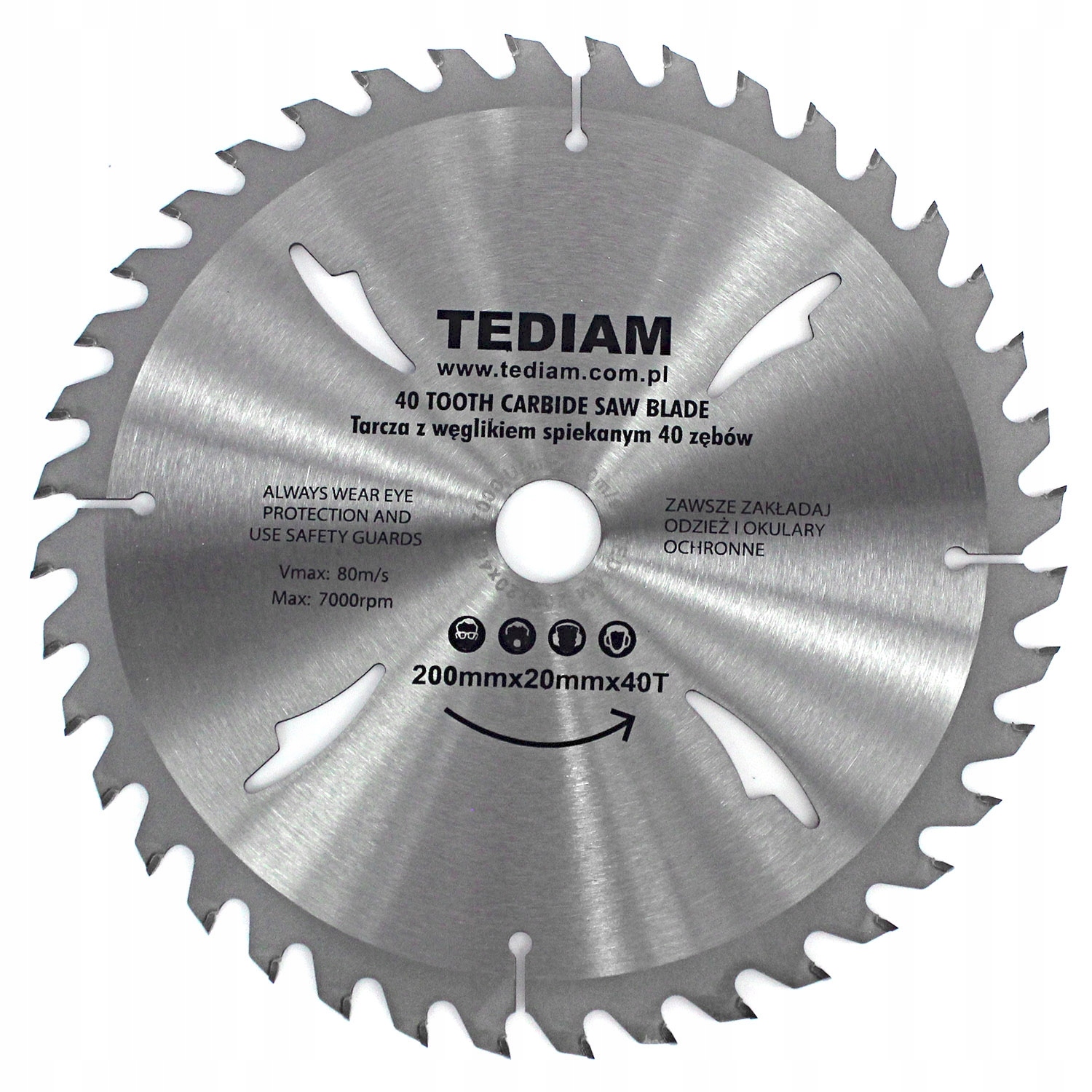 

Tarcza widiowa do drewna widia 200x20 T40 Tediam