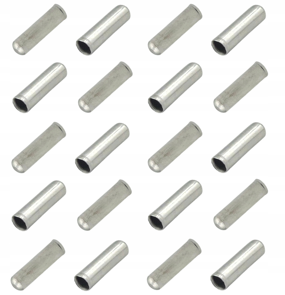 Aluminiowa końcówka linki, srebrna 20 sztuk