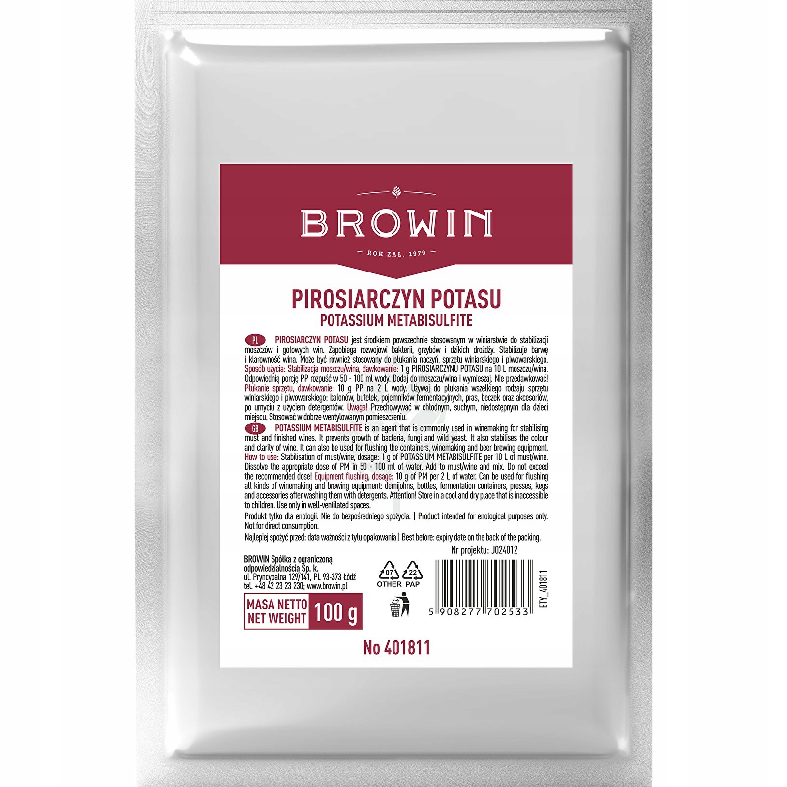 

Pirosiarczyn potasu 100 g