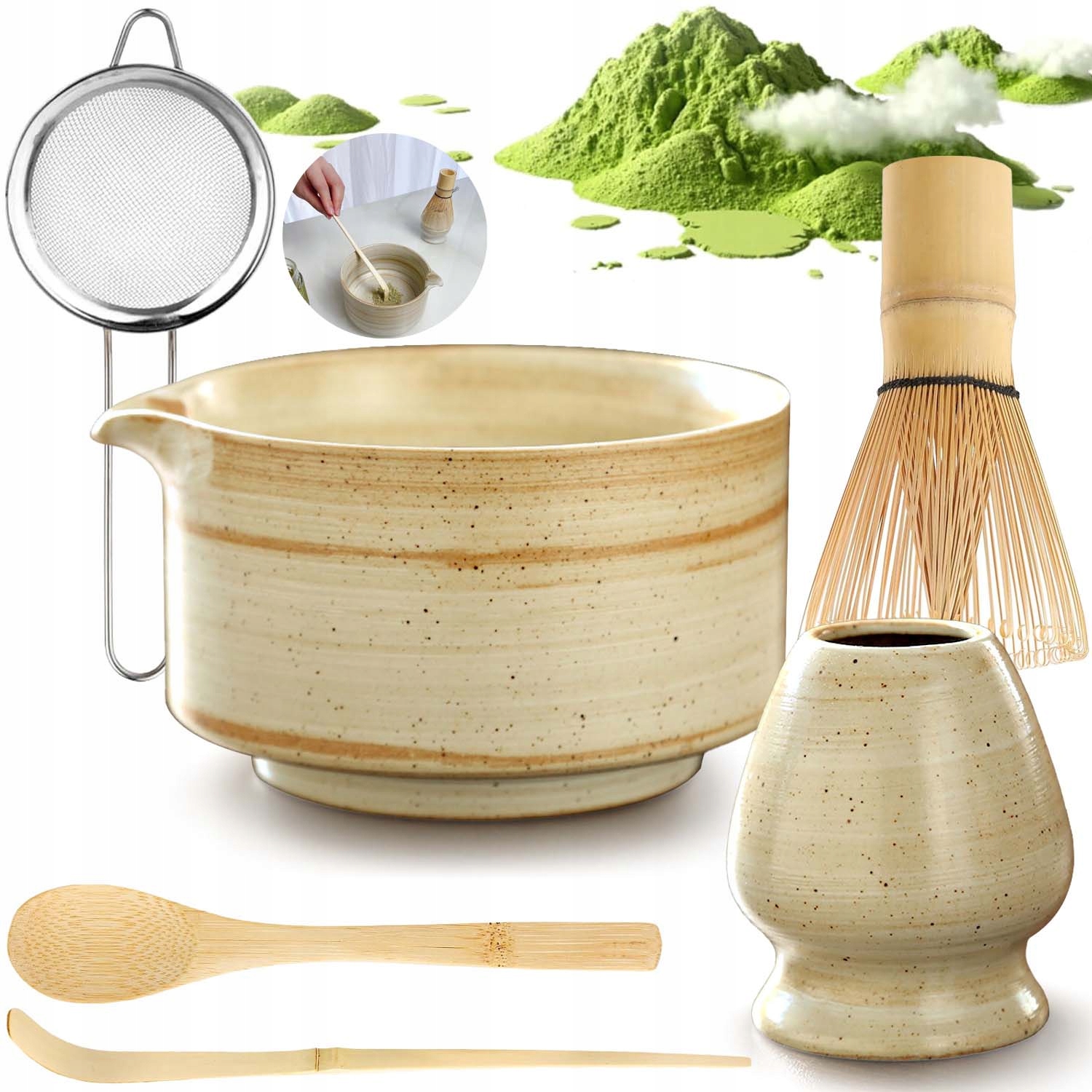 Levně Dárková Sada Na Japonský Čaj Matcha, Bambusové Chouskové Dárek 6 Ks