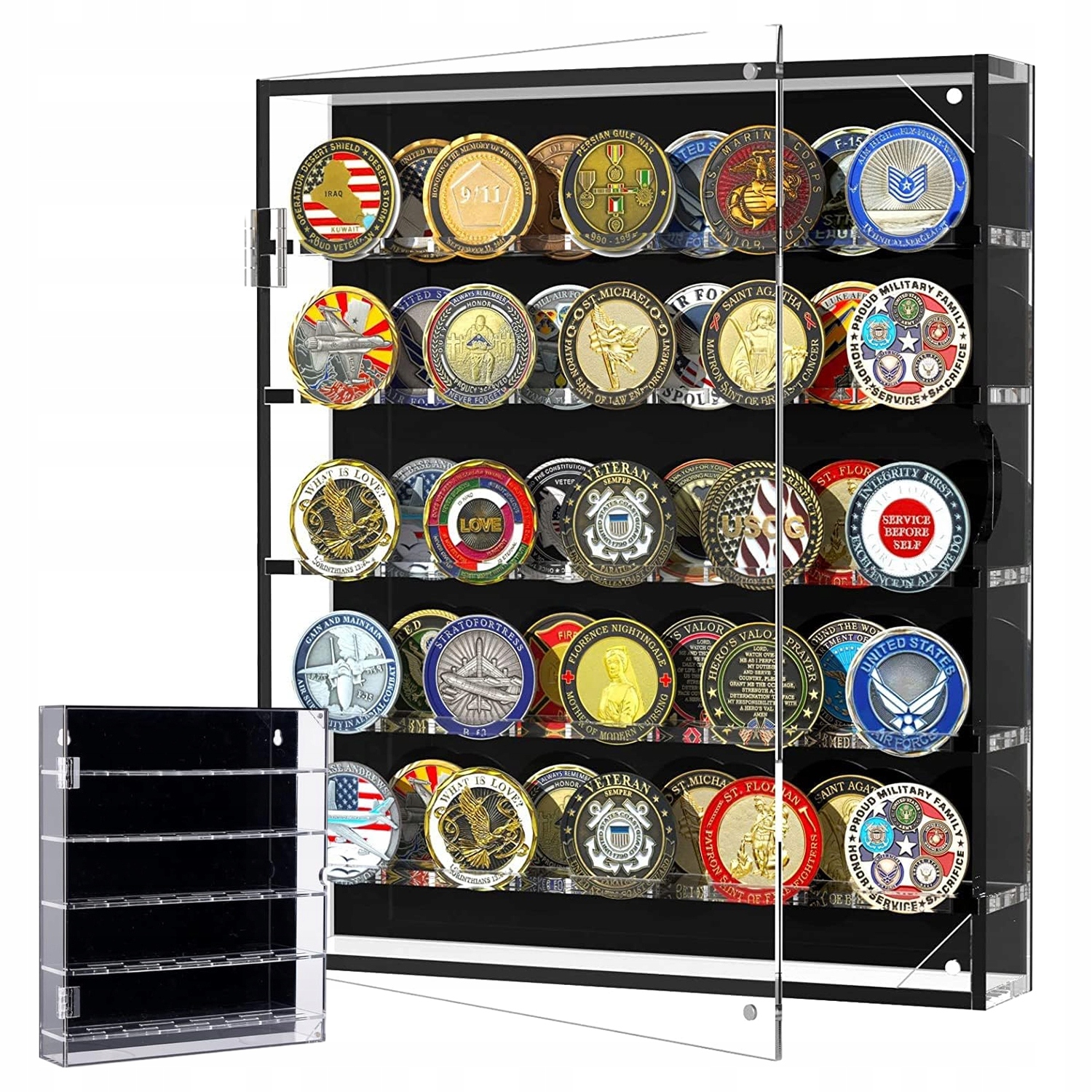 Vitrína Police Mincovní Uzávěry 45 Mincí S Magnetickými Dvířky