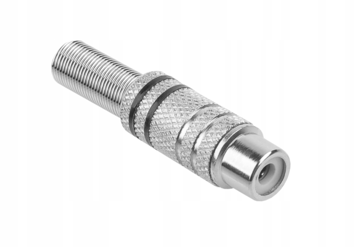 GNI0065A Gniazdo Rca nikiel 2 paski na kabel czar