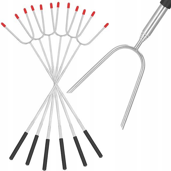 KIJE NA OGNISKO KIEŁBASĘ WIDELCE TELESKOPOWE 6szt