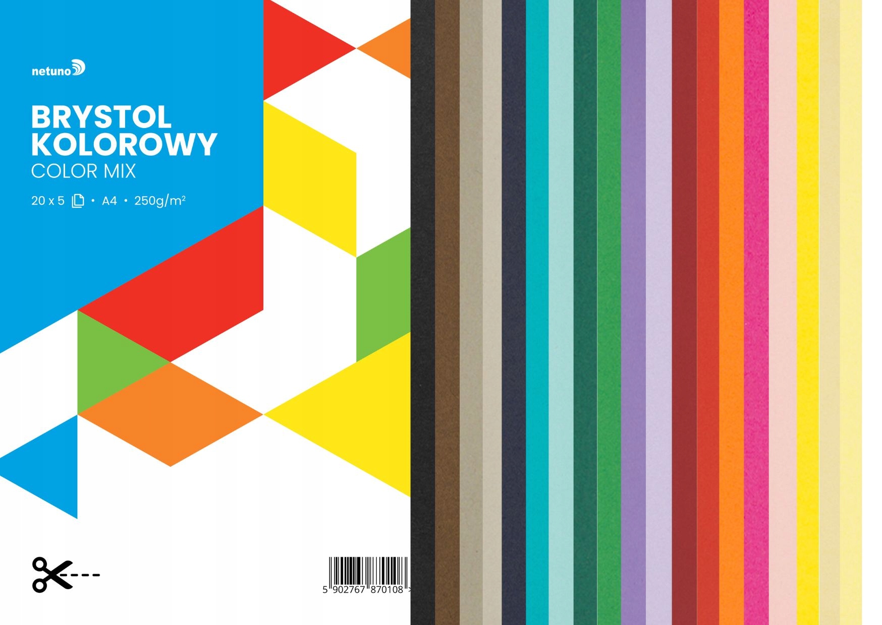 

Karton brystol kolorowy 250g mix kolorów 100A4