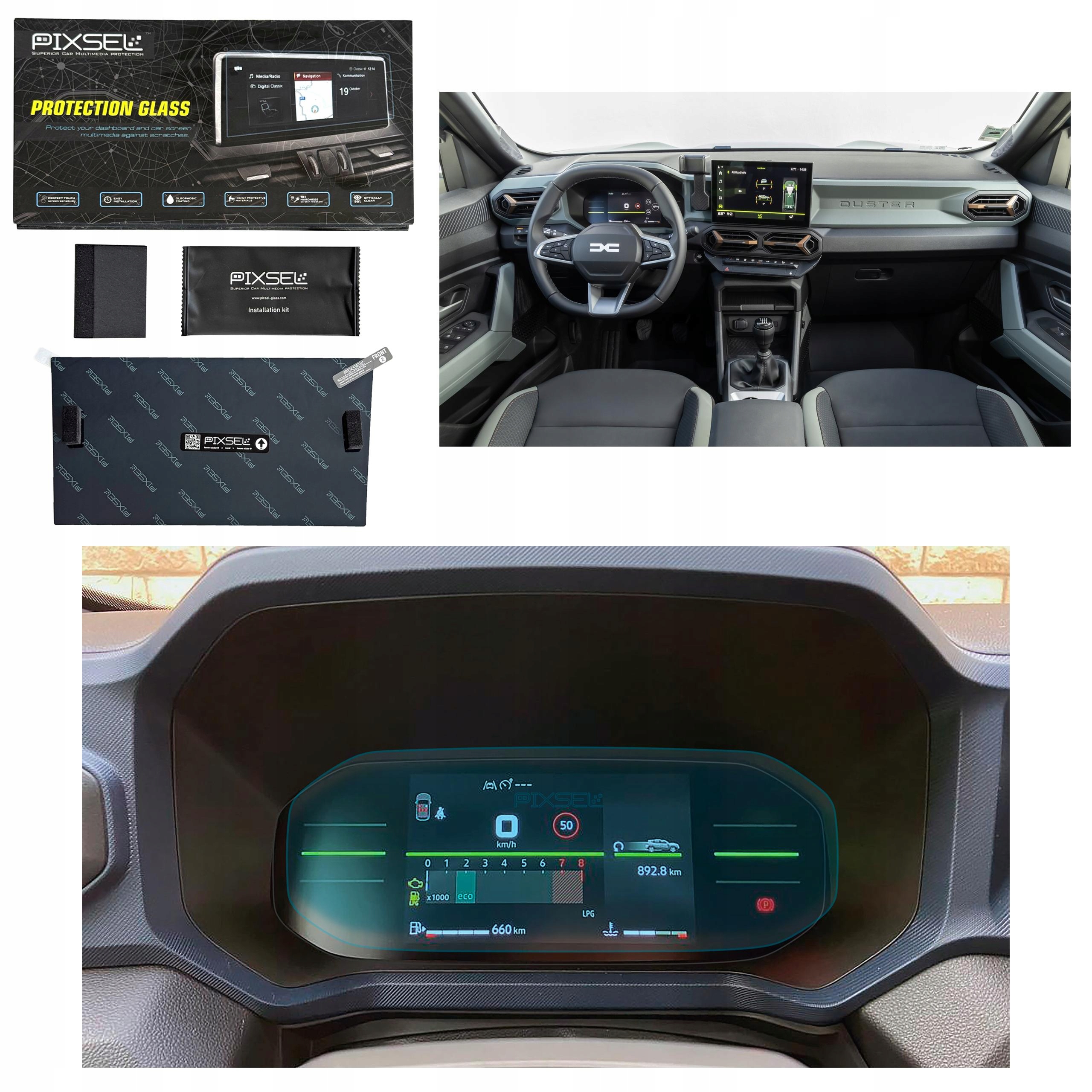 Antyodciskowe Matowe Szkło Ochronne Dacia DUSTER-12.2“ 2024-